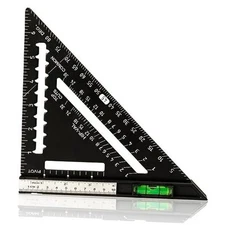  7 inch Rafter Square with Level, Aluminum Metal Triangle Ruler Carpenter Black