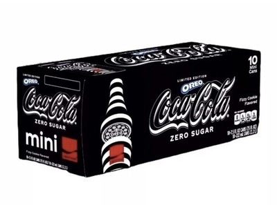 NEW LIMITED EDITION OREO COCA COLA ZERO SUGAR SODA 10 PACK 7.5 OZ MINI CANS Coke