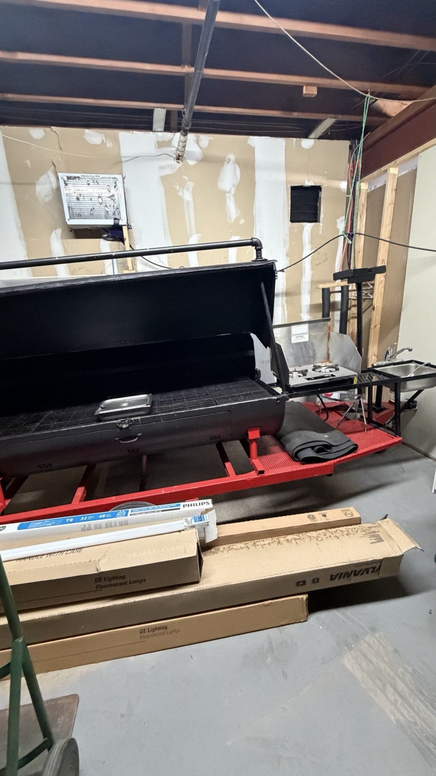 Large Commercial Outdoor Smoker with 2 Burners, Side Burner, and Sink