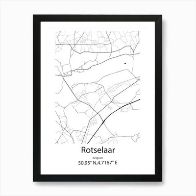 Rotselaar, Belgien minimalistische Karte Ar gerahmtes Wandbild Poster Leinwanddruck Bild