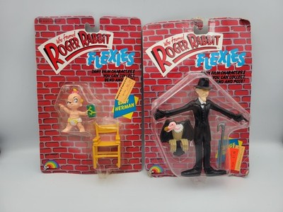 LJN Who Framed Roger Rabbit Flexies Baby Herman & Judge Doom Figures 1988 Lot