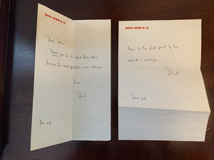 (2) Rare notes written/signed Memo paper of David Ogilvy (Advertising Legend)