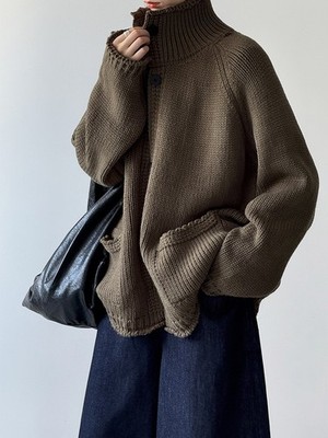Women Winter Knitted High Neck Warm Pullover Sweater Knit Jacket Long Loose Top