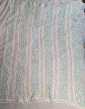 Handmade Crochet Baby Blanket Acrylic Pastel Gender Neutral