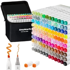 Alcohol Markers, 120 Colors Dual Tip Art Coloring Markers Set for Kids Adult ...