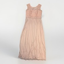 David's Bridal Biscotti Dress Bodice Lace Sz 10 Long Mesh Sleeveless Lite Pink