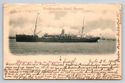 1902 NDL Steamer ''Russell'' Norddeutscher Lloyd Bremen Postcard Germany