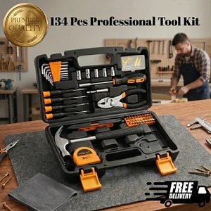 Ensemble d'outils 134 Pcs ménagère porte-main avec l'outil d'entretien de la réparation de la maison cas