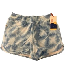 Wild Rye Tie Dye Athletic Shorts Women's Blue White Elastic Waist Pockets, 2