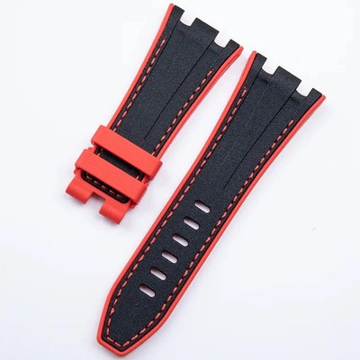Rubber Silicone Watch Strap for Audemars Piguet AP 28mm 26470 Double Soft Band
