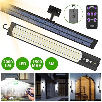 2x 2000LM Solarleuchte mit Bewegungsmelder Außen Lampe Fluter LED Strahler Licht