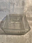 Vintage Anchor Hocking 1932 Design Ribbed 9 x 9 Refrigerator Baking Dish w/lid
