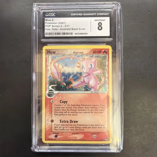 Mew Delta Species Pop Series 5 3/17 Inverted Back Error CGC 8