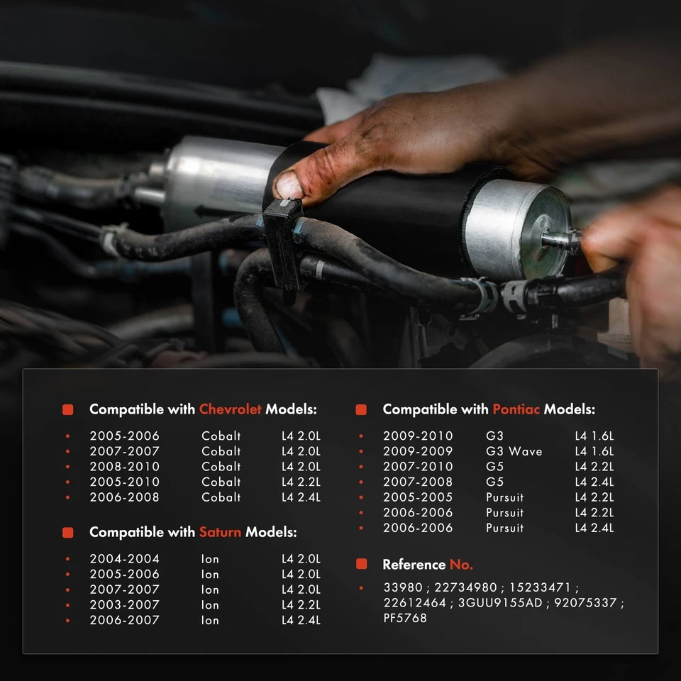 Filtro de combustível para Chevrolet Cobalt 2005-2010 Saturn Ion Pontiac Pursuit G3 Wave - Imagem 2 de 4