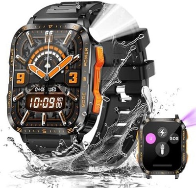 Military Smart Watch for Men(Call Receive/Dial)Rugged Tactical Fitness Tracker