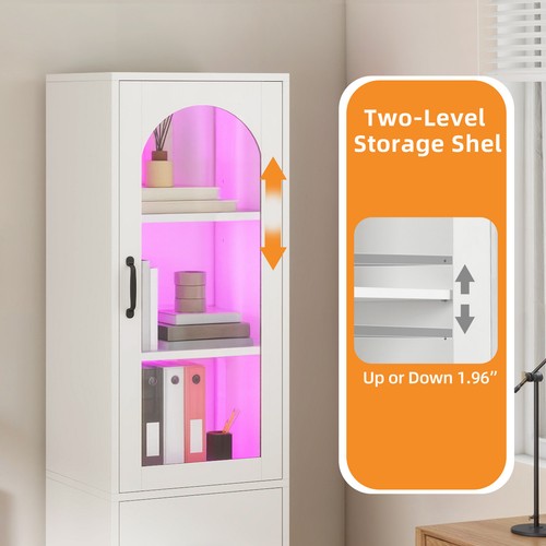 LED File Cabinet Bookcase 2 Filing Drawers Adjustable Levels for Letter Folders - Picture 4 of 9