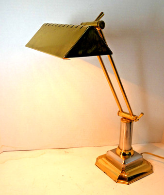 CONTEMPORARY Style Brass Desk Lamp Three Way Adjustable 16'' High