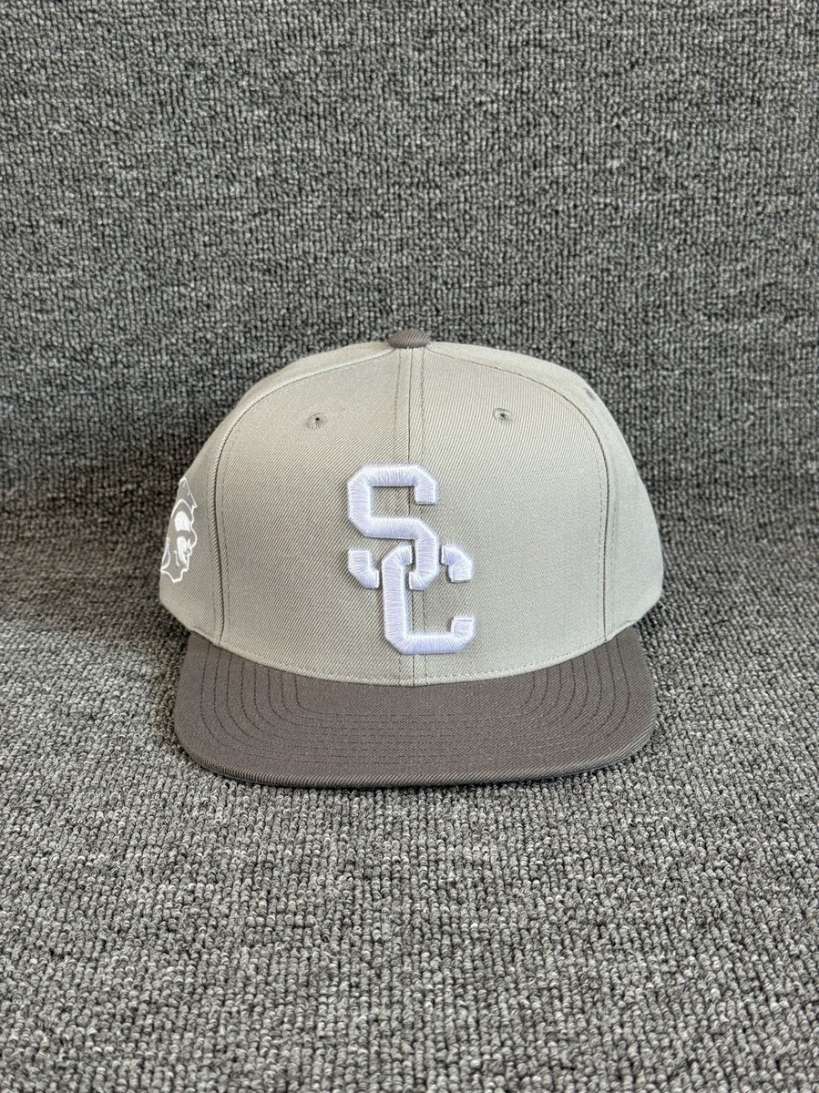 Mitchell & Ness USC Trojans Snapback Flat Brim Grey Hat NCAA