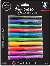 Dry Erase Magnetic Whiteboard Markers - 10-Pack of Unique Bright Colors, Medium