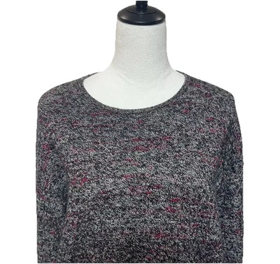 Purejill Sweater Womens Medium Red Gray Wool Cashmere Blend Asymmetric Hem Tunic