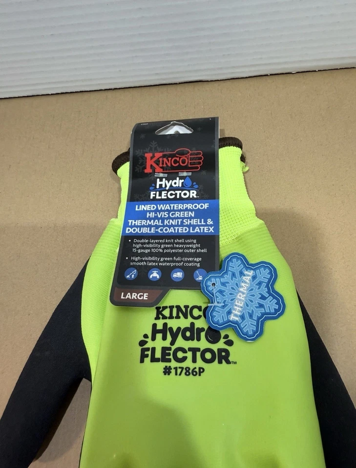 Kinco HydroFlector Hombre L Alta Visibilidad Verde Impermeable Látex Recubierto Invierno Trabajo Foto 2 de 3