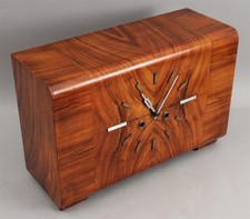 Antique German GUSTAV BECKER Art Deco Matchbook Walnut Veneer Clock, Working! NR