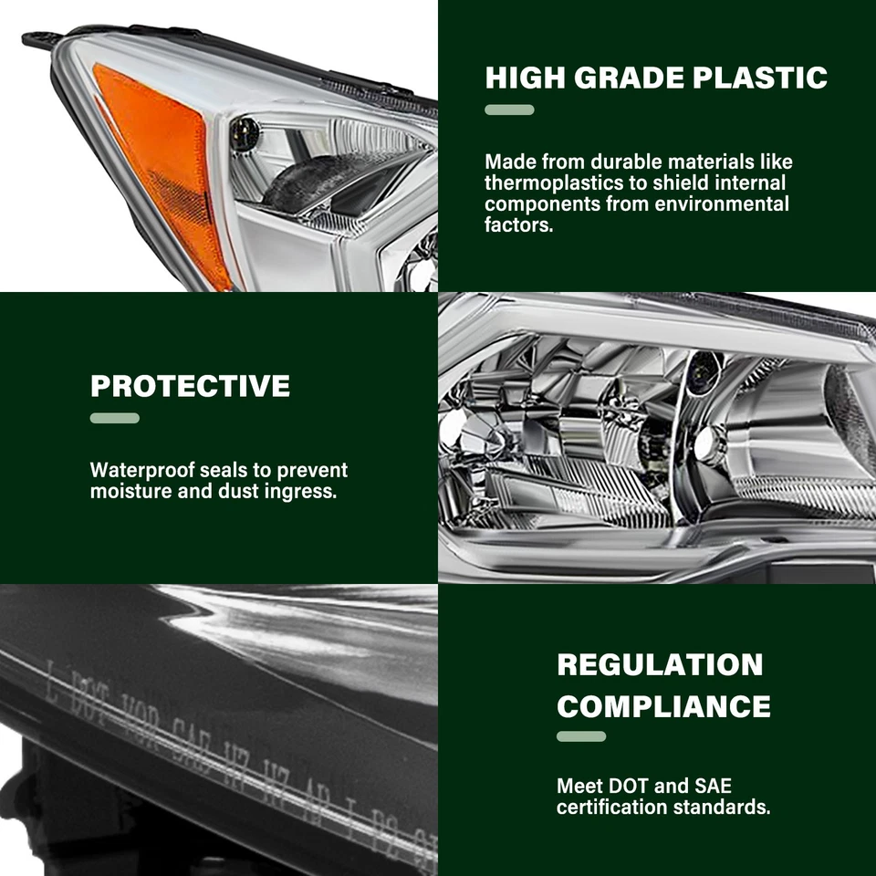 For 2014 2015 2016 Subaru Forester Halogen Chrome Headlights Headlamps L+R Pairs - Image 3 of 4