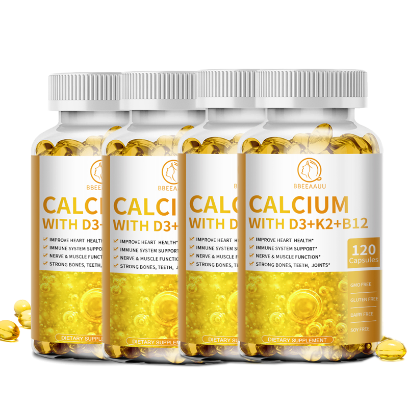 Vitamin D3 K2 B12 with Calcium for Immune Bone Muscle & Heart Support  