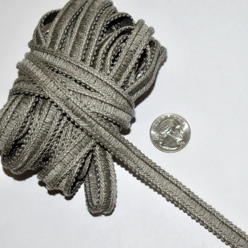 5.25 yds (3pc=189") Samuel & Sons GARLAND LINEN GIMP Smoke Gray  3/8"w  Trim