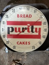 1960 70s Purity Bread Cake maid Thermometer Tin Advertising Sign