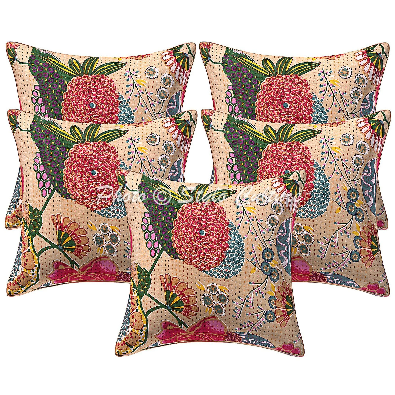 Handwoven Home Decor Cushion Boho Kantha Throw Pillow Cover Case Meditation