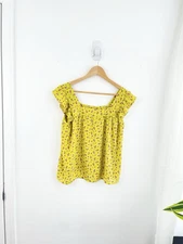 Pleione S Yellow Floral Sleeveless Boho Tank Blouse Women’s Small