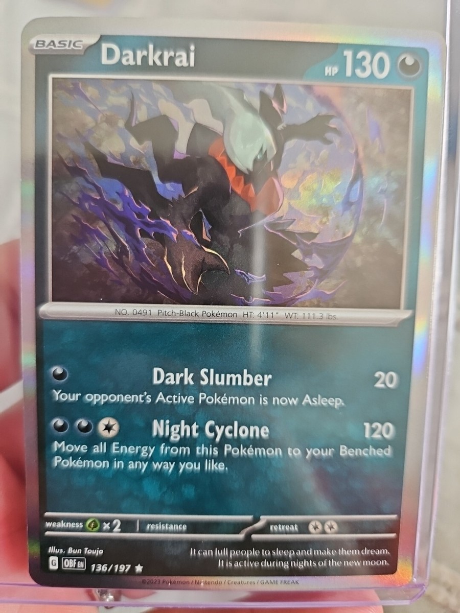 Darkrai 136/197 Reverse Holo NM Scarlet & Violet (Obsidian Flames) Pokemon Card Darkrai 136/197 Reverse Holo NM Scarlet & Violet (Obsidian Flames) Pokemon Card