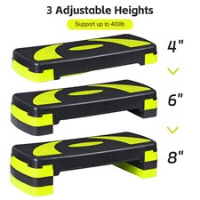 30" Aerobic Step Platform Exercise Stepper w/Risers Adjust 4"-6"-8" Yellow