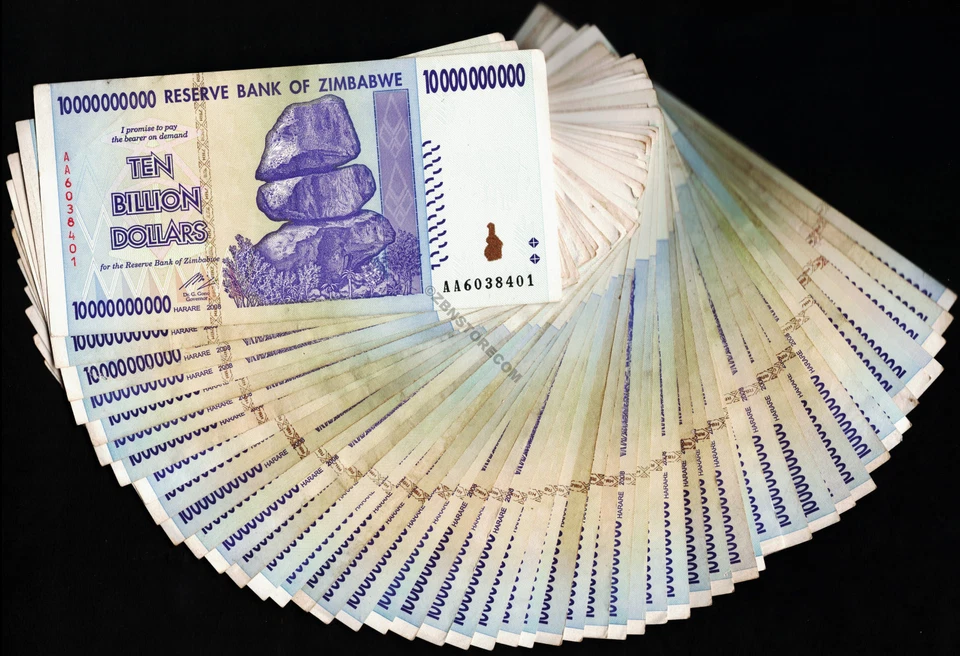 10 mil millones de dólares de Zimbabwe x 100 billetes AA AB 2008 100% auténticos garantizados Foto 4 de 4