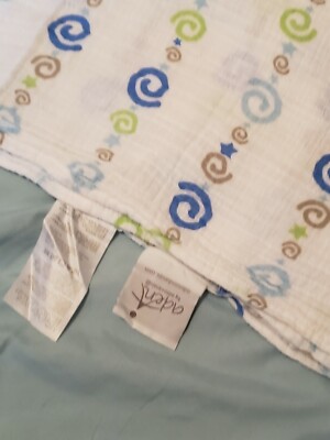 Aden anais cotton swaddle baby blanket receiving Blue Green Brown Swirls LN - Main Image