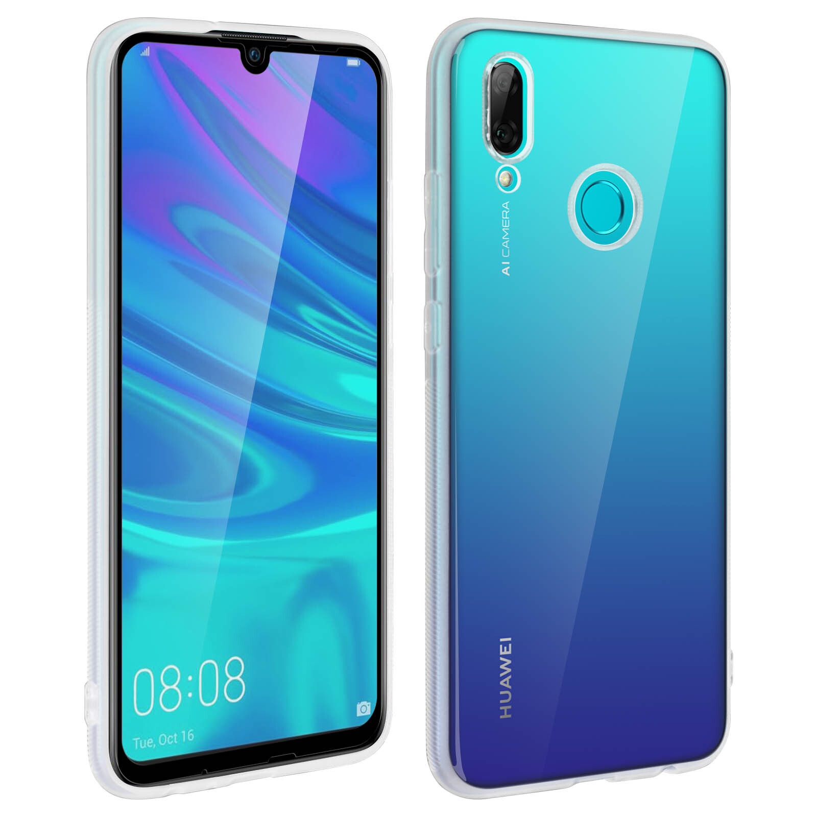 case HuaweiPSmart 2019/Honor10Lite Silic. Gel+Black temp.glass screen protect.