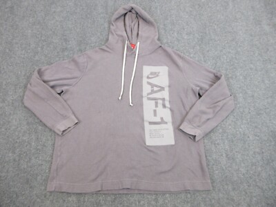 Nike Sweater Mens Adult Extra Large Gray Air Force One Hoodie Casual  Sweatshirt