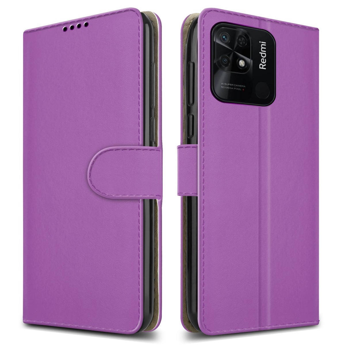 Cover Portafoglio Per Xiaomi Redmi 10C - Custodia Libro Magnetica, Blu, Con Tasche