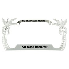 Id Rather Be In Miami Beach Palm Tree Metal License Plate Frame Tag Holder Id Rather Be In Miami Beach Palm Tree Metal License Plate Frame Tag Holder
