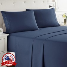 Juego De S banas Queen Size Azul Para Cama Sabanas Hotel 4 Piezas En Oferta Set