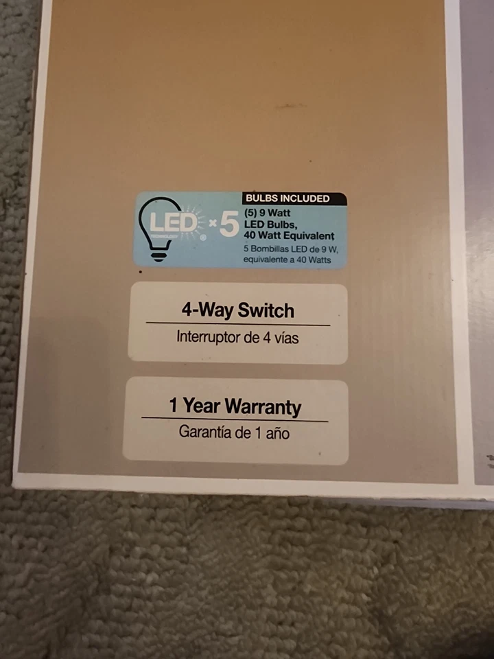 Hampton Bay 67 pol. Braços ajustáveis para abajur de assoalho pintado de prata 5 braços - Imagem 4 de 4