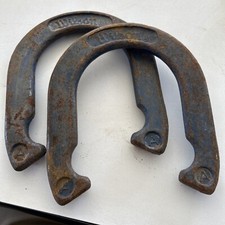 Lot Of 2 Vintage Wilson A Horseshoes Forged Steel Pitching Rusty Metal