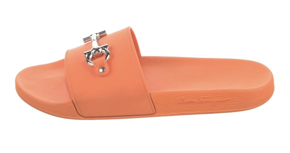 Salvatore Ferragamo / サンダル/UK6.5/PUP/PVC/34926 Salvatore Ferragamo Groove 11 Gancini Men Slides Sandals Satsuma