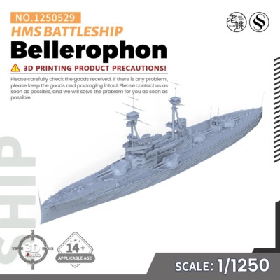 MRY-SFW 1/1250 HMS Bellerophon Battleship Water Line