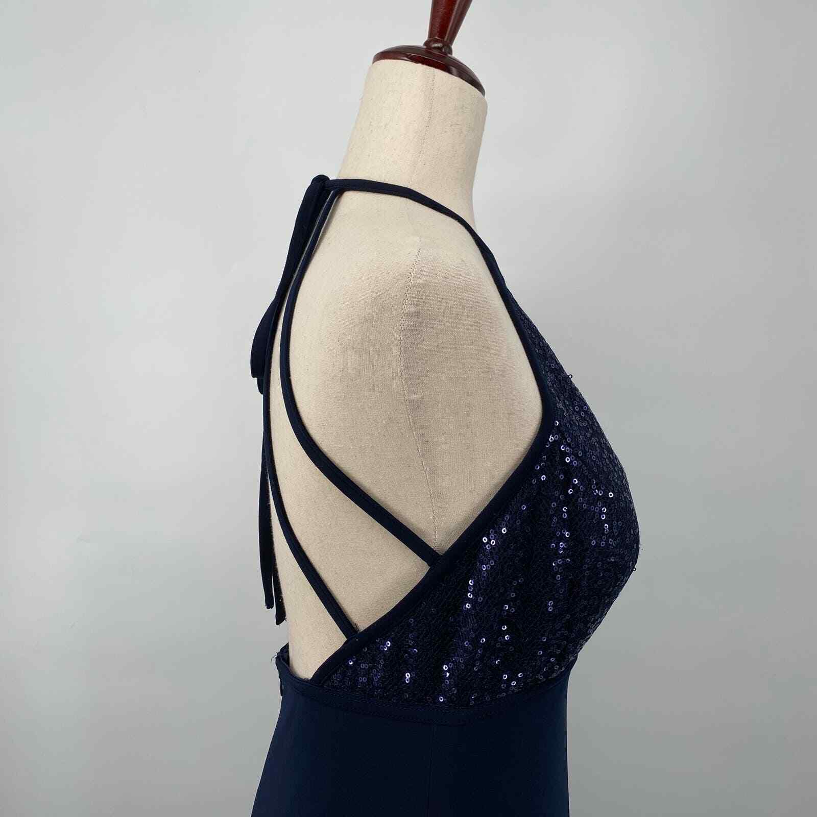 X by Xscape Sequin Blue Halter Maxi Dress Formal … - image 9