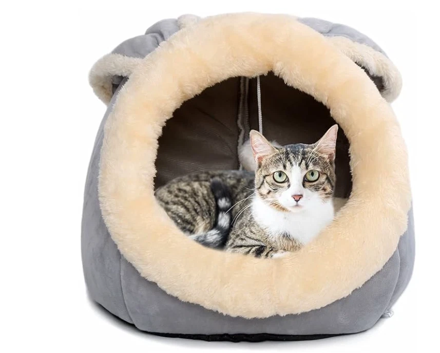 Funny Cat Bed, Warm Plush Pet House, Soft Cushion Lounger for Small Dogs, Cozy