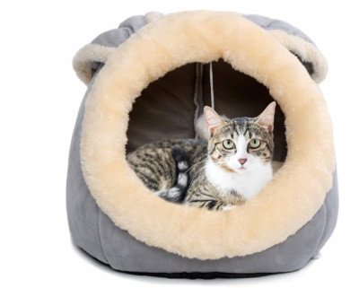 Funny Cat Bed, Warm Plush Pet House, Soft Cushion Lounger for Small Dogs, Cozy