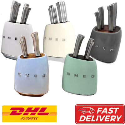 Smeg 7-Piece NEW knife Block set stainless steel Multicolor - DHL