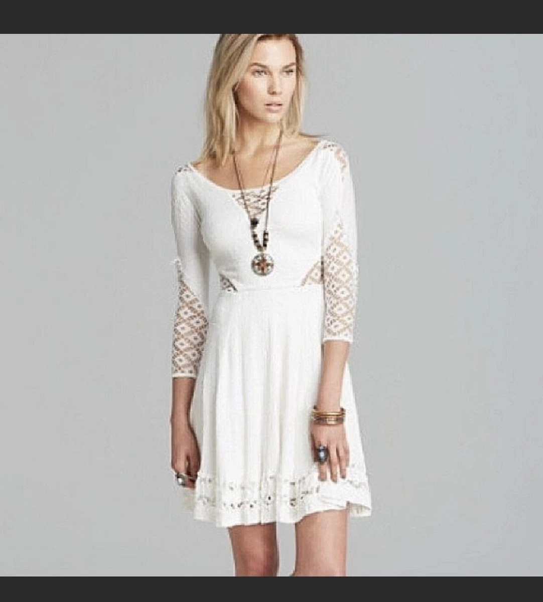 Cream lace top skater dress